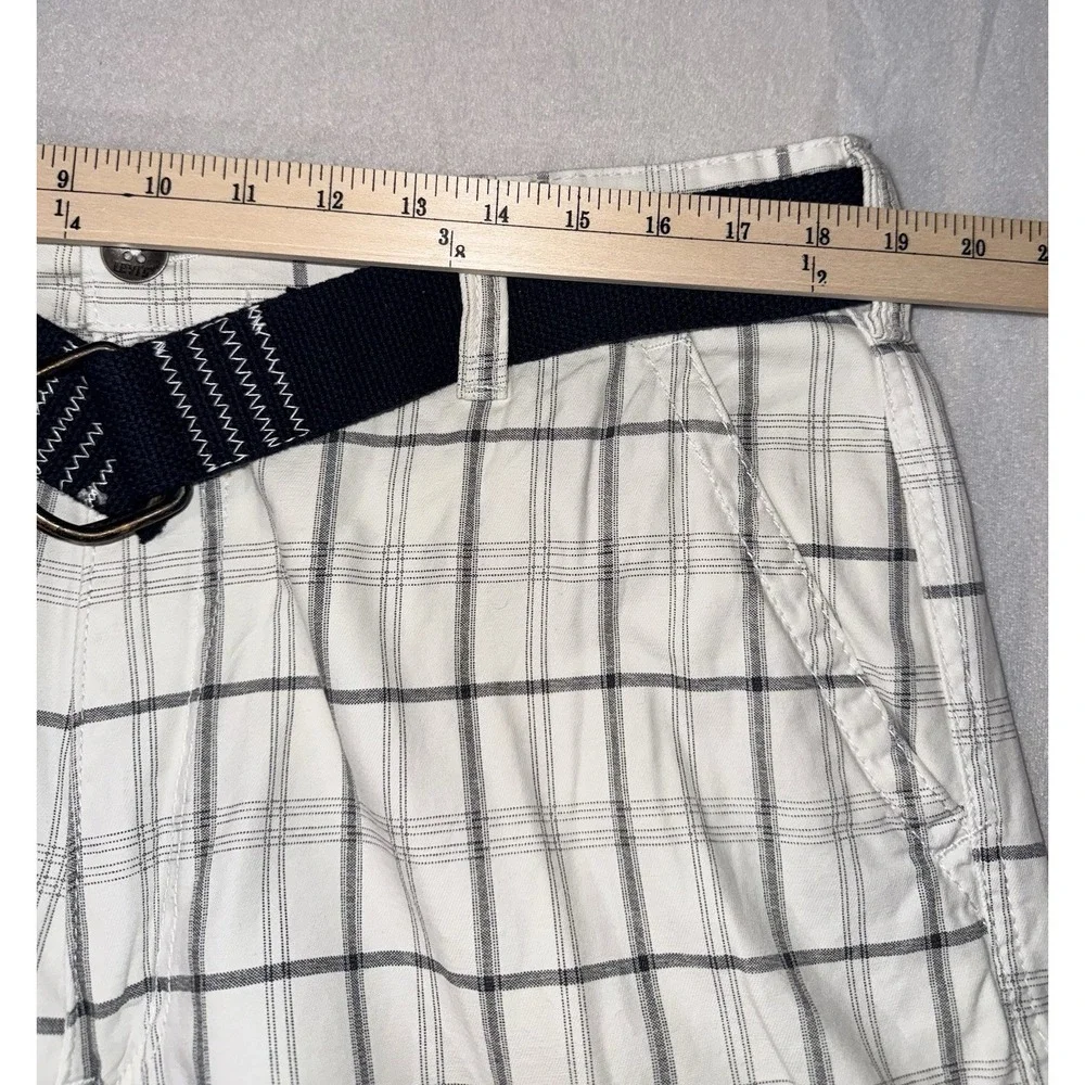 Levis Cargo Shorts Men 36x11 White Plaid Flap Back Pockets Baggy Skater Y2K.